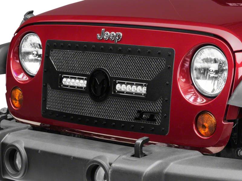 ICI - ICI BLG115JPN BL Mesh Grille with LED Lights - Black Jeep Wrangler JK 2007-2018