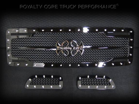 Royalty Core - Royalty Core 13614 Ford Super Duty 1999-2004 RC2 Twin Mesh Main Grille 3 Piece with Chrome Logo