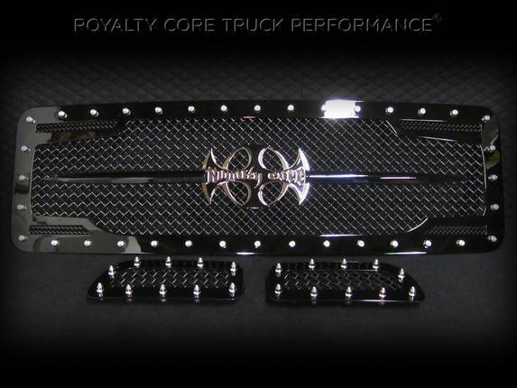 Royalty Core - Royalty Core 13620 Ford Super Duty 2005-2007 RC2 Twin Mesh Main Grille 3 Piece with Chrome Logo