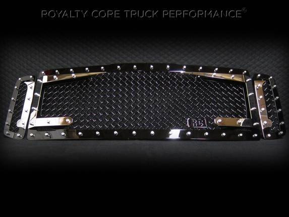 Royalty Core - Royalty Core 13935 Ford Super Duty 1999-2004 RC3DX Black & Chrome Main Grille 3 Piece No Sword