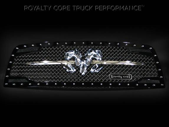 Royalty Core - Royalty Core 14156 Dodge Ram 2500/3500 2010-2012 RC2 Grille Twin Mesh w/ Speared Ram Sword Assembly