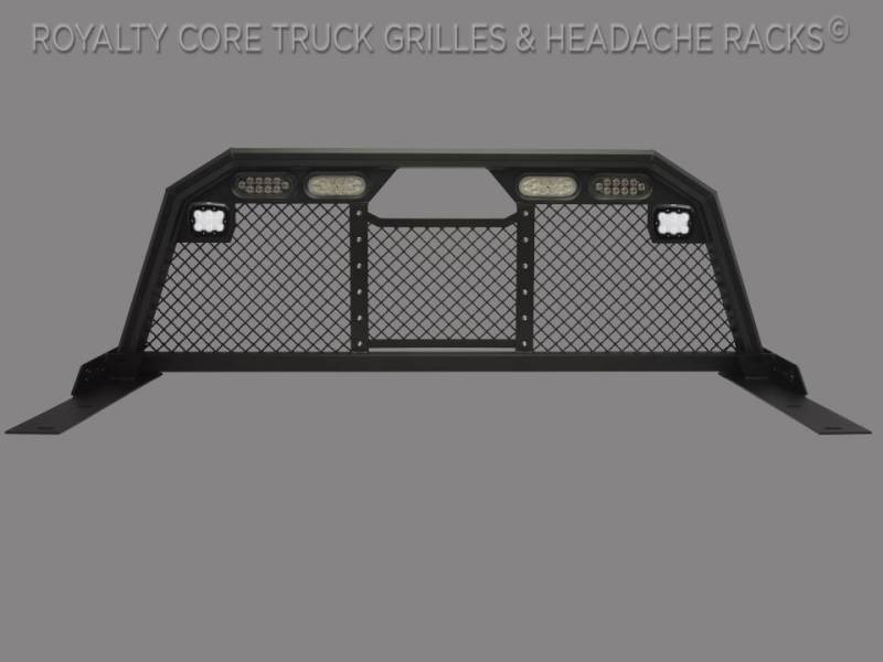 Royalty Core - Royalty Core 15838 Ford F-150 2004-2014 RC88 Ultra Billet Headache Rack w/ Integrated Taillights & Dura PODs