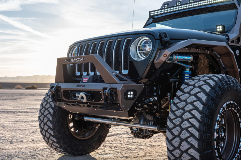 Bodyguard - Bodyguard 47077T Front bumper Stubby with Push Bar and End Cap Light Holes Textured Black Jeep JL 2018-2020