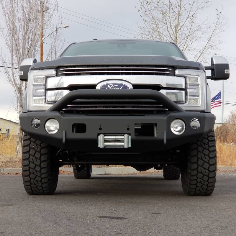 TrailReady - Trail Ready 12385P-ACC Winch Front Bumper with Pre-Runner and Rectangular Cut Outs Guard Ford F250/F350 2017-2021 with Adaptive Cruise Control