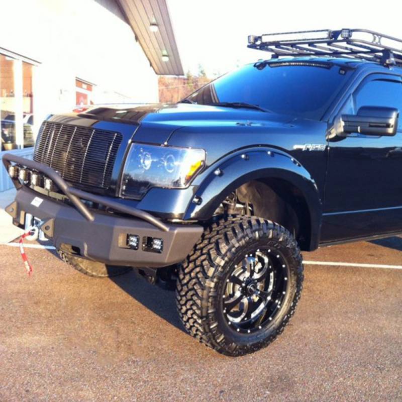 Hammerhead Bumpers - Hammerhead 600-56-0061 X-Series Winch Front Bumper with Pre-Runner Guard and Square Light Holes for Ford F150 Non Eco Boost 2009-2014