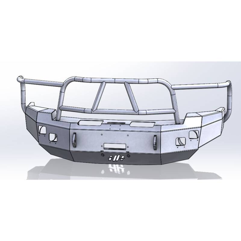 Hammerhead Bumpers - Hammerhead 600-56-0083 X-Series Winch Front Bumper with Full Brush Guard and Square Light Holes for Dodge Ram 2500/3500/4500/5500 2003-2005