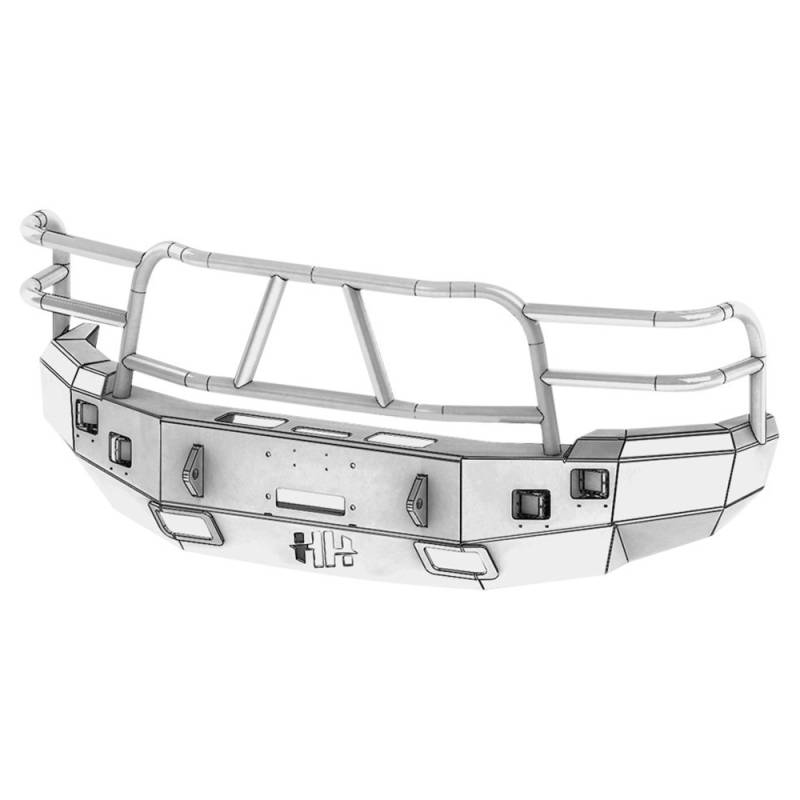 Hammerhead Bumpers - Hammerhead 600-56-0054 X-Series Winch Front Bumper with Full Brush Guard and Square Light Holes for Chevy Silverado 1500 2007-2013