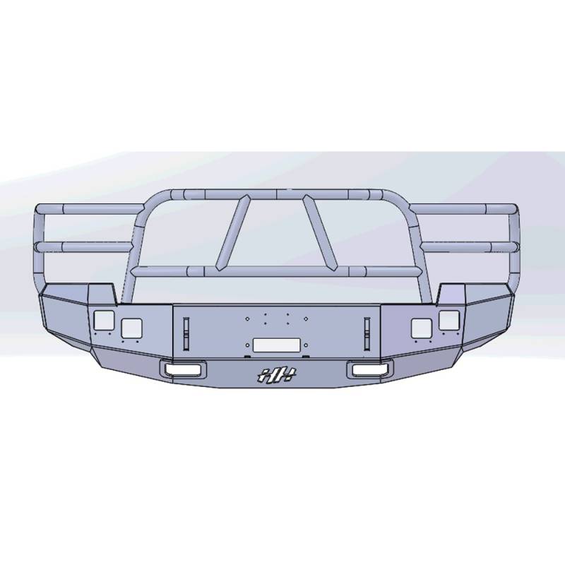 Hammerhead Bumpers - Hammerhead 600-56-0057 X-Series Winch Front Bumper with Full Brush Guard and Square Light Holes for Chevy Silverado 2500/3500 2007-2010