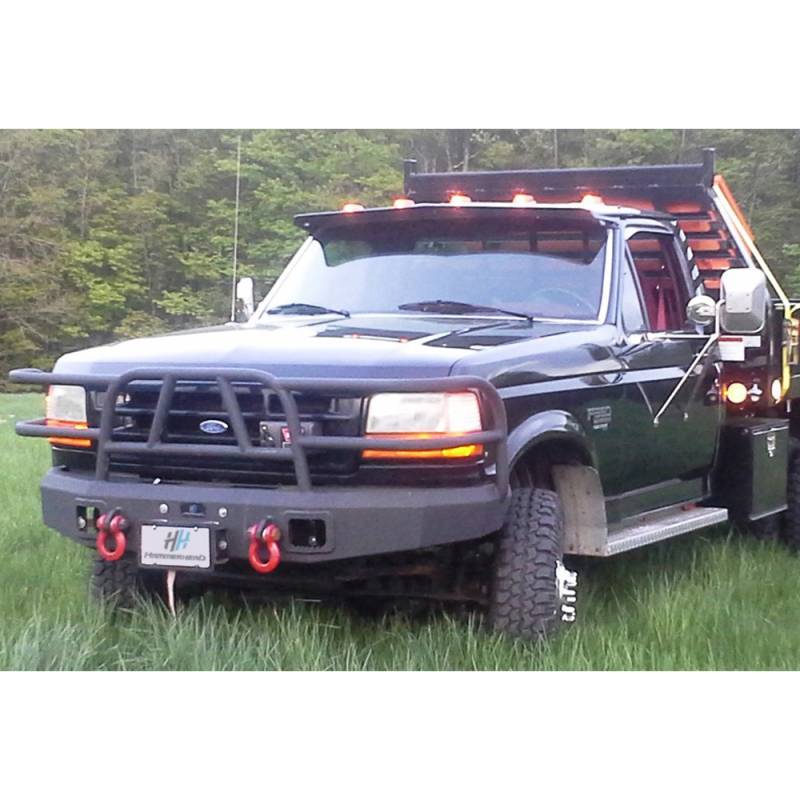 Hammerhead Bumpers - Hammerhead 600-56-0067 X-Series Winch Front Bumper with Full Brush Guard and Square Light Holes for Ford F150 Bronco 1992-1996