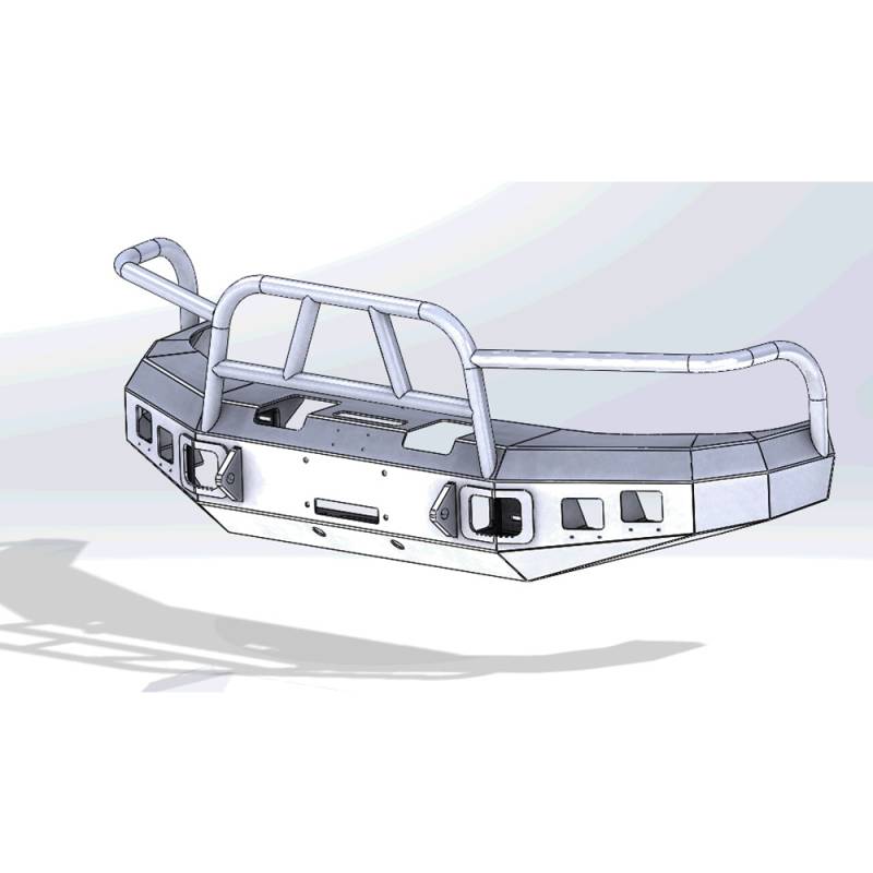 Hammerhead Bumpers - Hammerhead 600-56-0070 X-Series Winch Front Bumper with Full Brush Guard and Square Light Holes for Dodge Ram 2500/3500 1994-2002