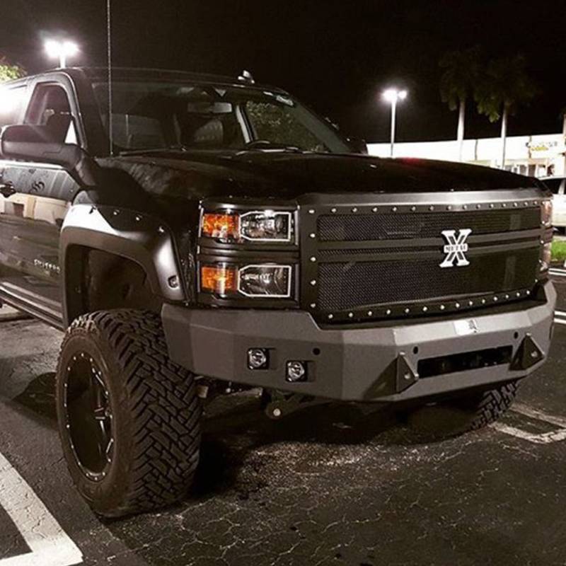 Hammerhead Bumpers - Hammerhead 600-56-0401 Low Profile Front Bumper with Square Light Holes for Chevy Silverado 1500 2014-2015