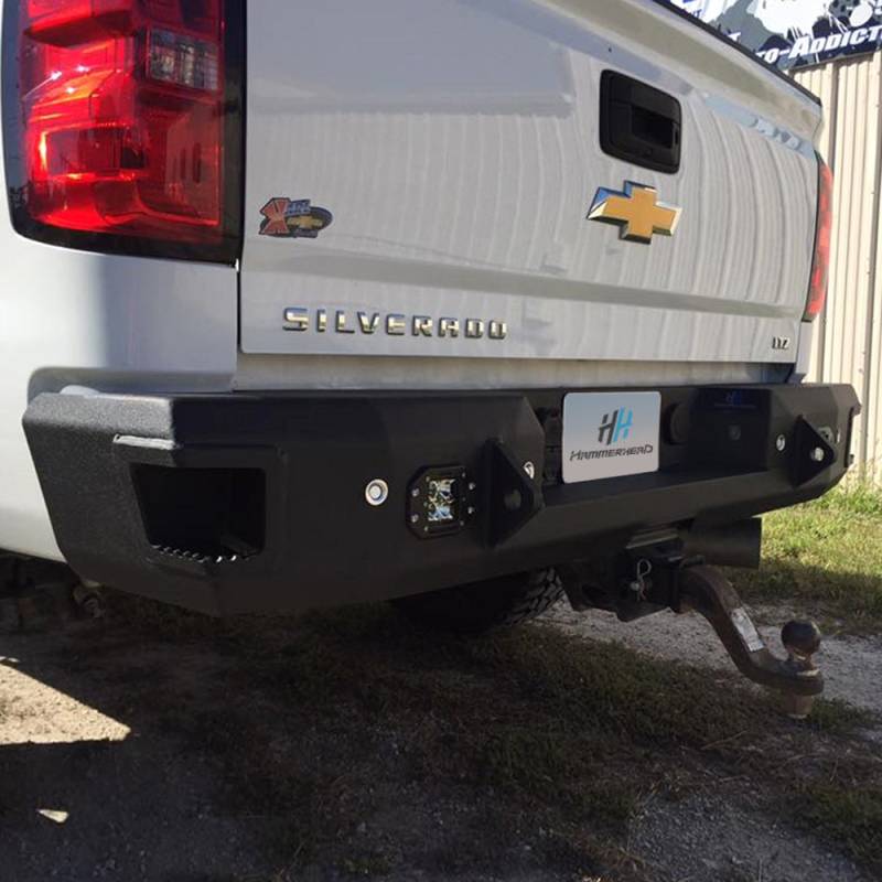 Hammerhead Bumpers - Hammerhead 600-56-0482U Flush Mount Rear Bumper with Sensor Holes for Chevy Silverado 2500/3500 2015-2019 **Bare Steel**