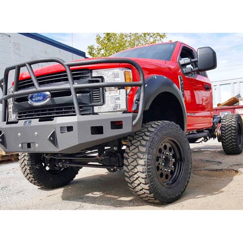 Hammerhead Bumpers - Hammerhead 600-56-0588 X-Series Winch Front Bumper with Full Brush Guard and Square Light Holes for Ford F250/F350/F450/F550 2017-2021