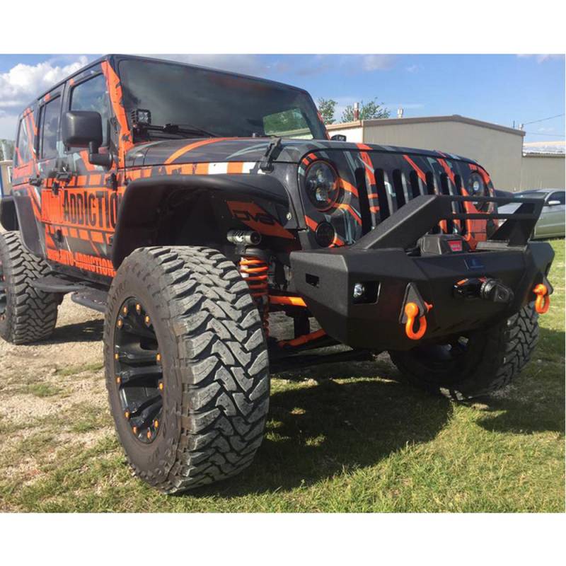 Hammerhead Bumpers - Hammerhead 600-56-0627 X-Series Stubby Winch Front Bumper with Pre-Runner Guard for Jeep Wrangler JK 2007-2017