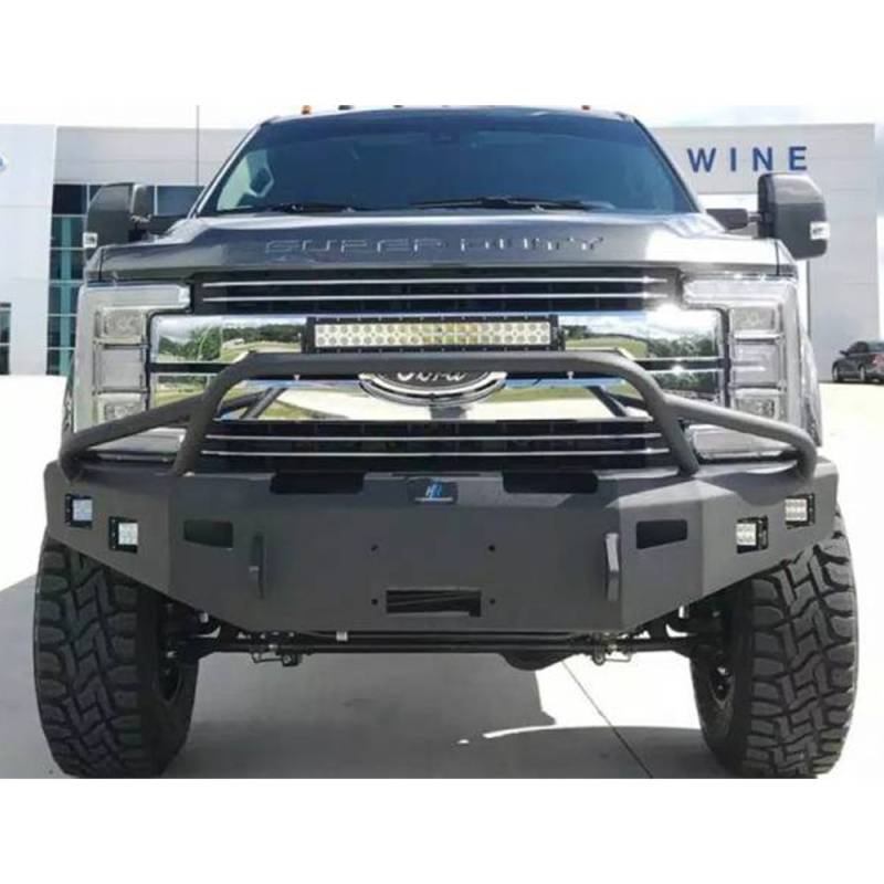 Hammerhead Bumpers - Hammerhead 600-56-0906 Low Profile Front Bumper with Pre-Runner Guard and Square Light Holes for Nissan Titan 2016-2020
