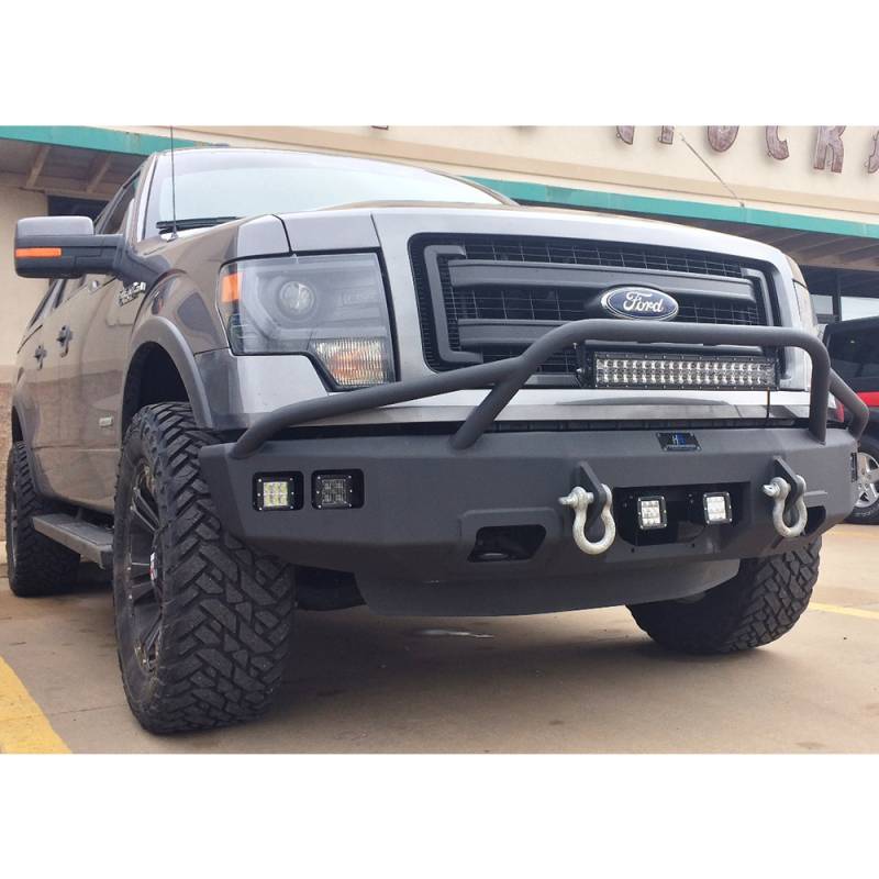 Hammerhead Bumpers - Hammerhead 600-56-0204 Non-Winch Front Bumper with Pre-Runner Guard and Square Light Holes for Ford F150 EcoBoost 2011-2014