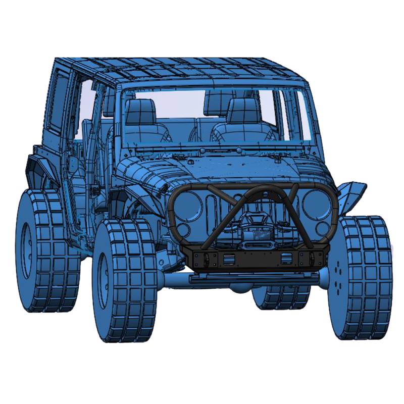 Hammerhead Bumpers - Hammerhead 600-56-0697 Minimalist Stinger Front Bumper with Full Brush Guard and OEM Fog Holes for Jeep Wrangler JK 2007-2017