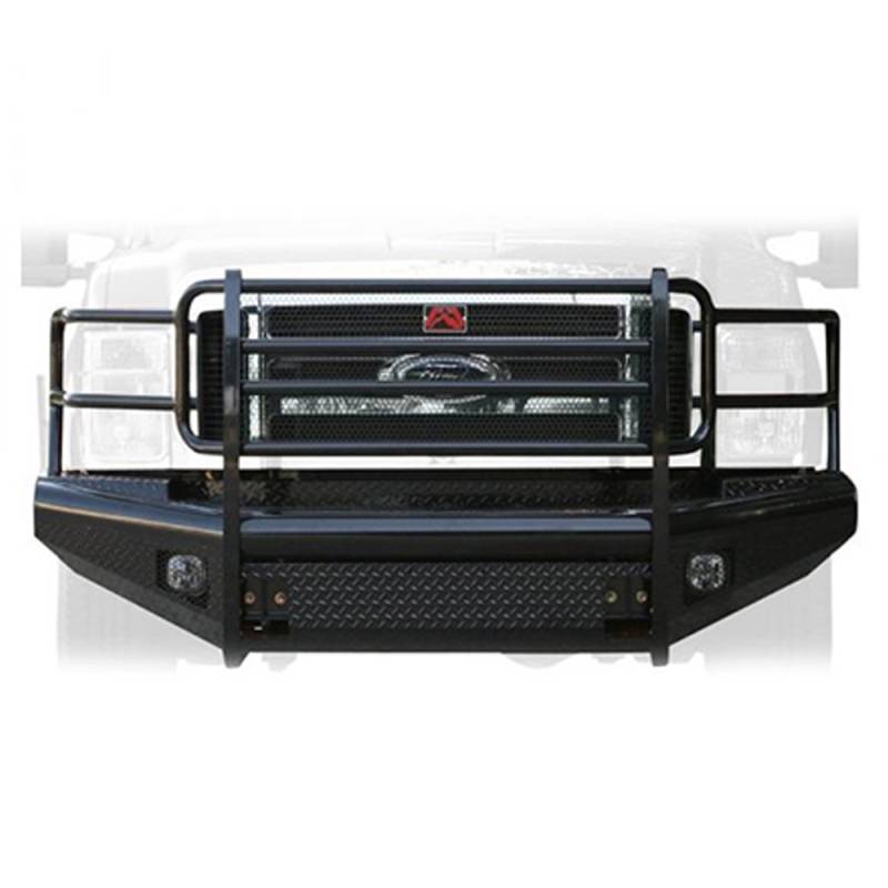 Fab Fours - Fab Fours FS08-S1960-1 Black Steel Front Bumper with Full Grille Guard for Ford F250/F350 2008-2010