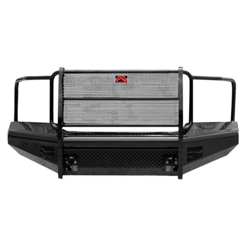 Fab Fours - Fab Fours GM08-S2160-1 Black Steel Front Bumper with Full Grille Guard for GMC Sierra 2500/3500 2007-2010
