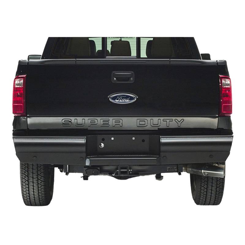 Fab Fours - Fab Fours FS08-U1350-1 Black Steel Elite Smooth Rear Bumper for Ford F250/F350 1999-2016