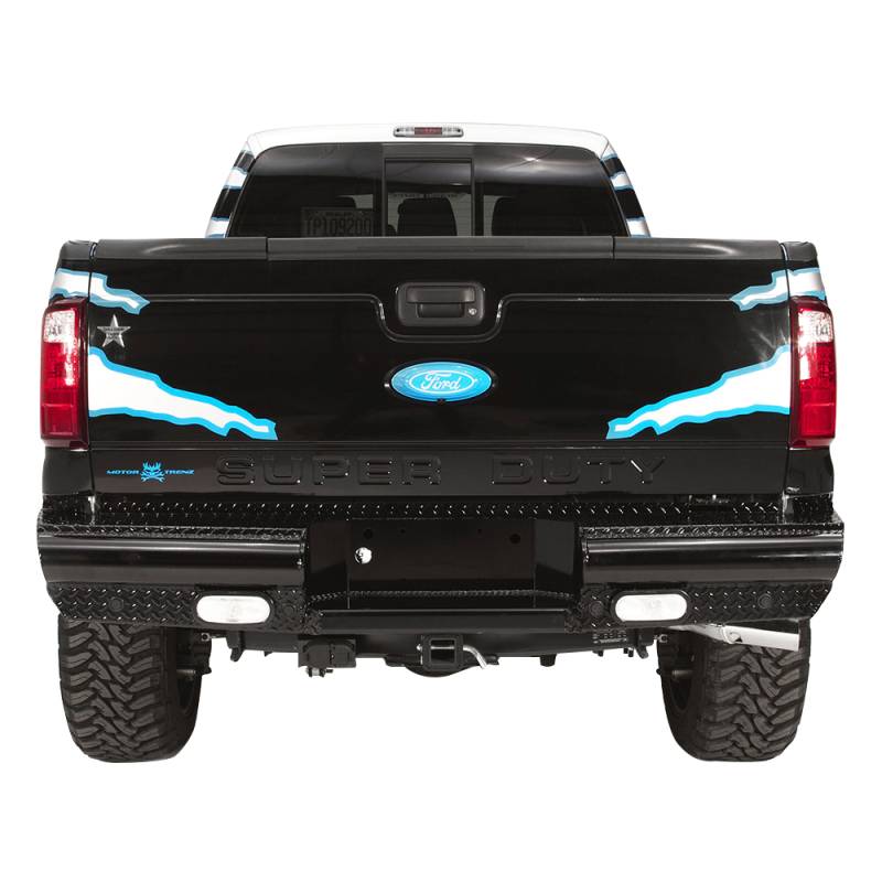 Fab Fours - Fab Fours FS08-T1350-1 Black Steel Rear Bumper for Ford F250/F350 1999-2016