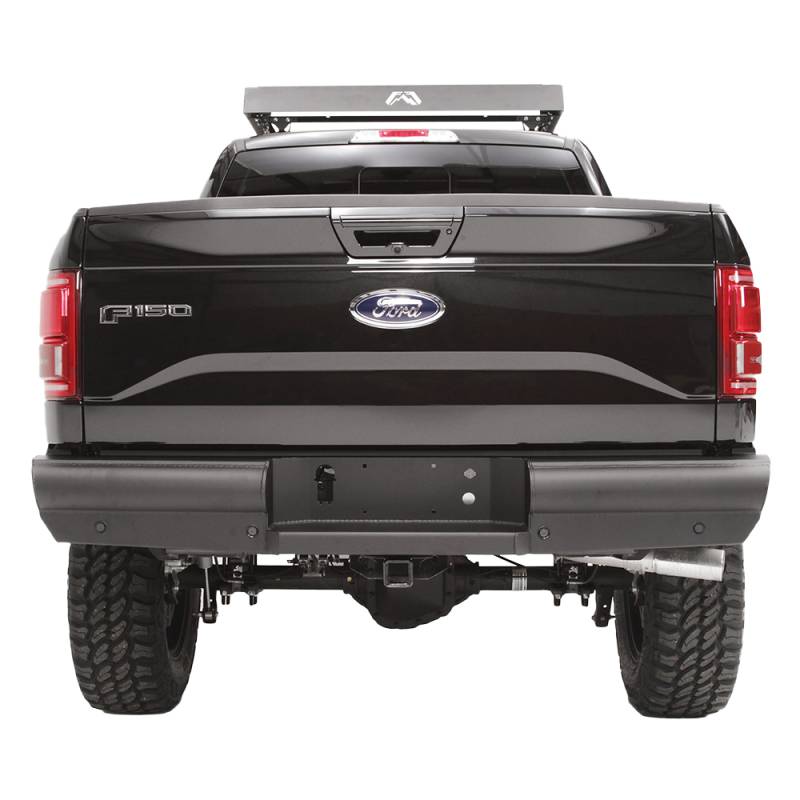 Fab Fours - Fab Fours FF15-U3250-1 Black Steel Elite Smooth Rear Bumper for Ford F150 2015-2019