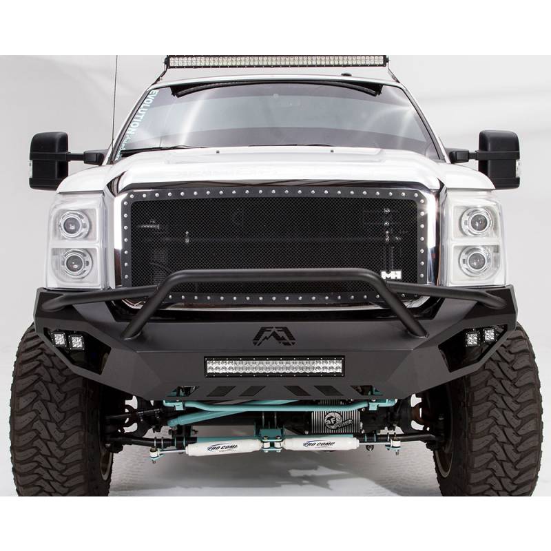 Fab Fours - Fab Fours FS11-V2552-1 Vengeance Front Bumper with Pre-Runner Guard and Sensor Holes for Ford F250/F350 2011-2016
