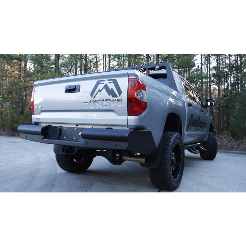 Fab Fours - Fab Fours TT14-U2850-1 Black Steel Elite Smooth Rear Bumper for Toyota Tundra 2014-2019