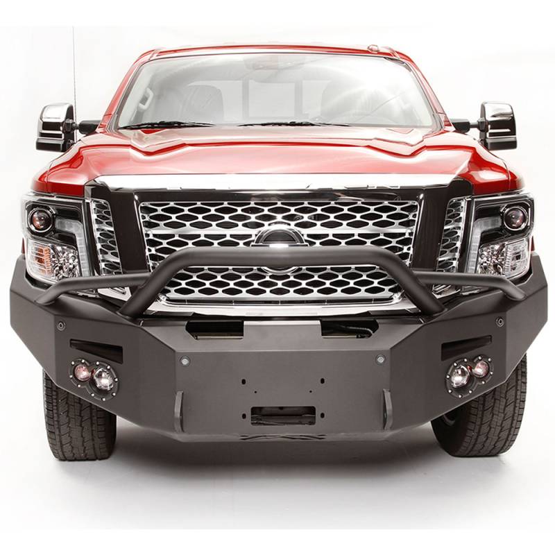 Fab Fours - Fab Fours NT16-F3752-1 Winch Front Bumper with Pre-Runner Guard with Sensor Holes for Nissan Titan XD Only 2016-2019