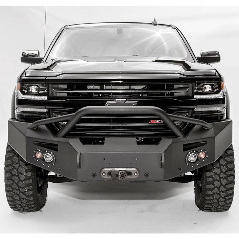 Fab Fours - Fab Fours CS16-F3852-1 Winch Front Bumper with Pre-Runner Guard and Sensor Holes for Chevy Silverado 1500 2016-2018