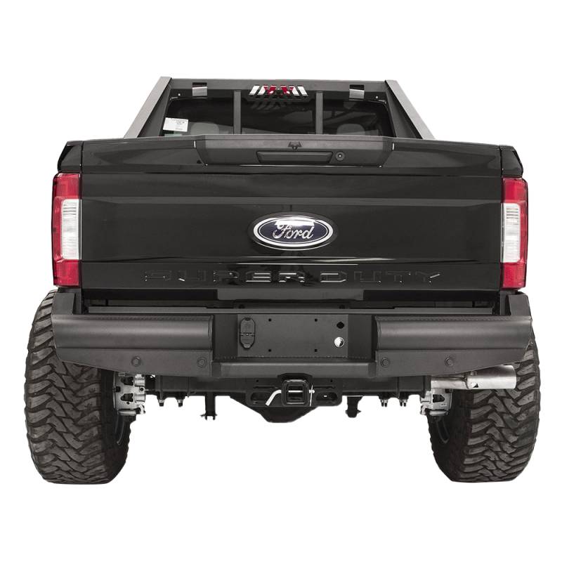 Fab Fours - Fab Fours FS17-U4150-1 Black Steel Elite Smooth Rear Bumper for Ford F250/F350 2017-2021