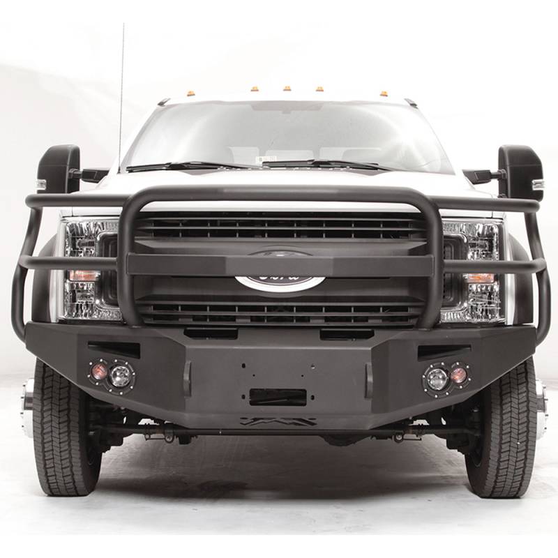 Fab Fours - Fab Fours FS17-A4250-1 Winch Front Bumper with Full Guard and Sensor Holes for Ford F450/F550 2017-2019