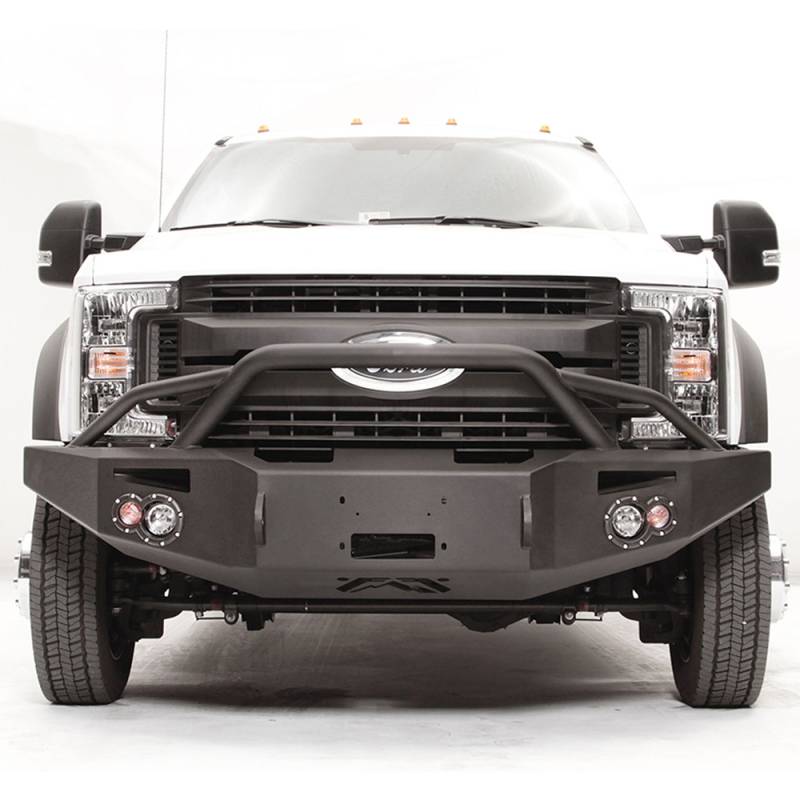 Fab Fours - Fab Fours FS17-A4252-1 Winch Front Bumper with Pre-Runner Guard and Sensor Holes for Ford F450/F550 2017-2021