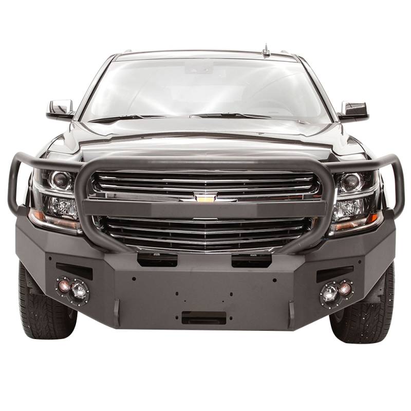 Fab Fours - Fab Fours CS15-F3550-1 Winch Front Bumper with Full Guard and Sensor Holes for Chevy Suburban 2015-2019