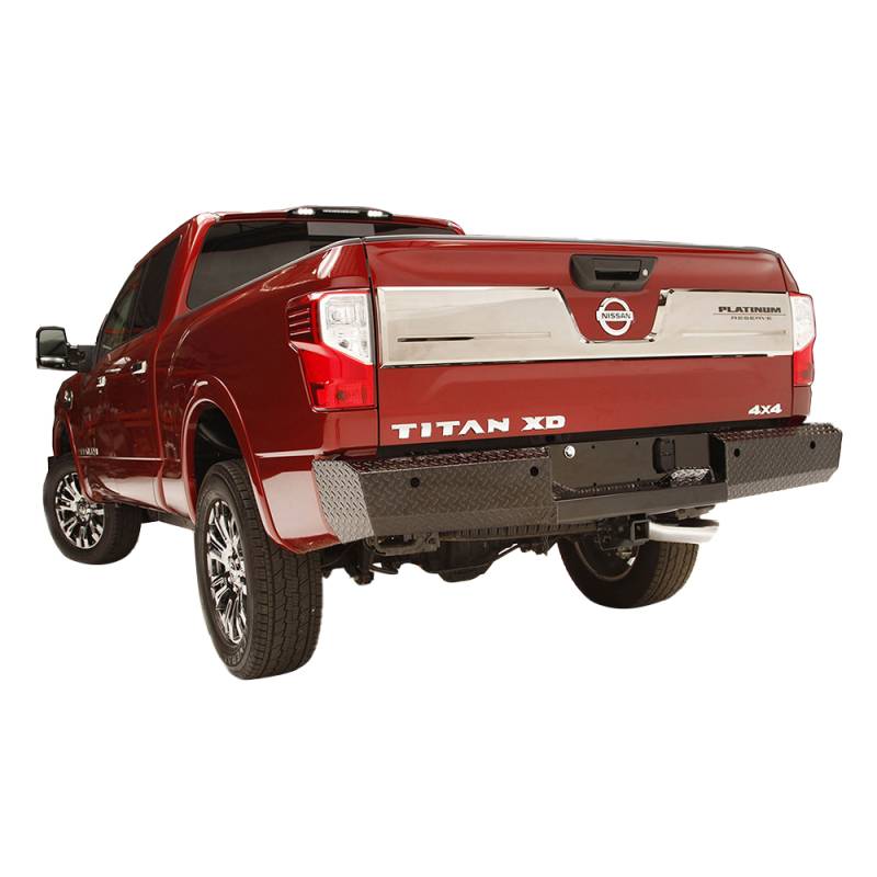 Fab Fours - Fab Fours NT16-T3750-1 Black Steel Rear Bumper for Nissan Titan XD Only 2016-2019