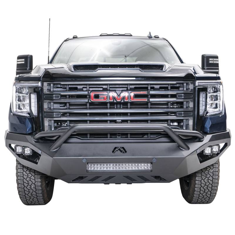 Fab Fours - Fab Fours GM11-V2852-1 Vengeance Front Bumper with Pre-Runner Guard and Sensor Holes for GMC Sierra 2500/3500 2011-2014