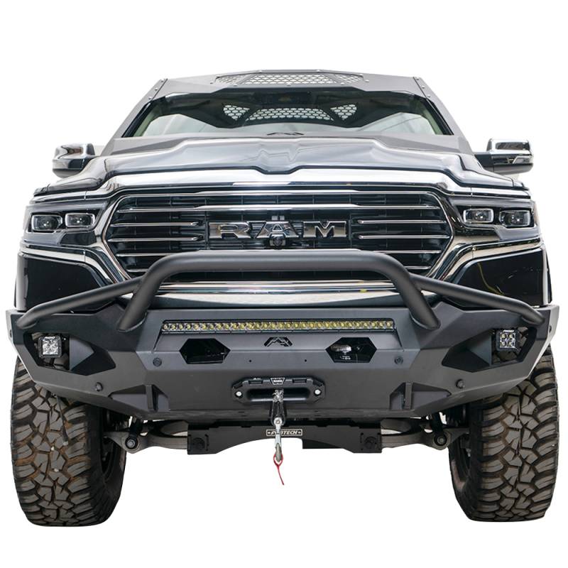 Fab Fours - Fab Fours DR19-X4252-1 Matrix Front Bumper with Pre-Runner Guard and Sensor Holes for Dodge Ram 1500 2019-2020