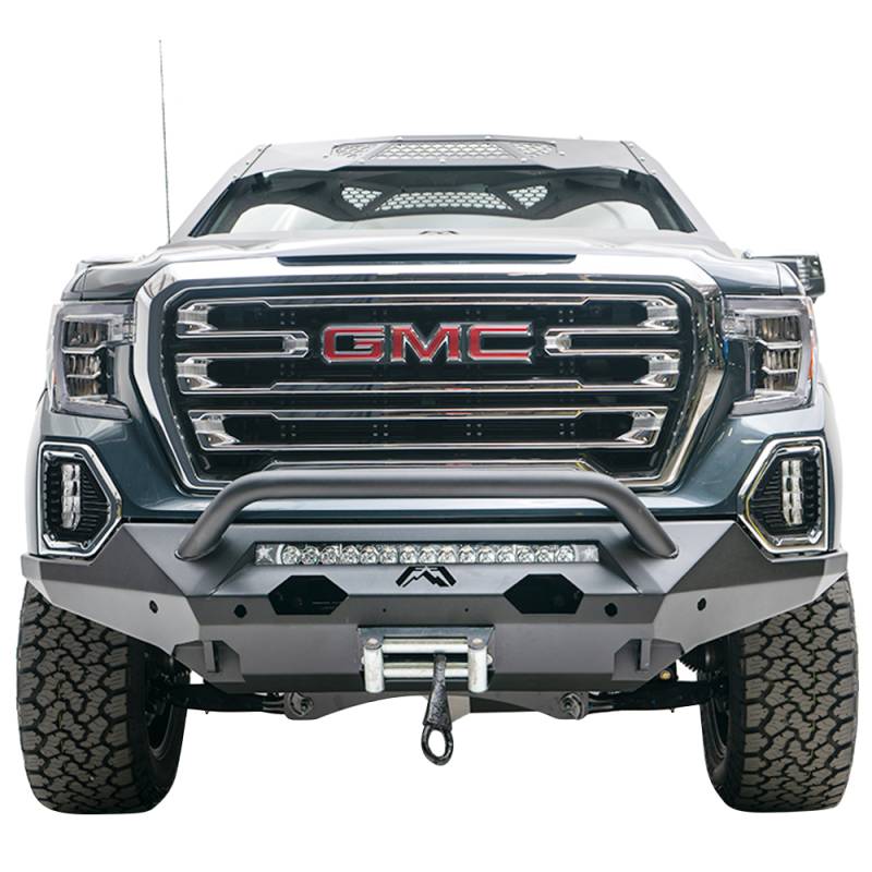 Fab Fours - Fab Fours GS19-X3952-1 Matrix Front Bumper with Pre-Runner Guard and Sensor Holes for GMC Sierra 1500 2019-2020