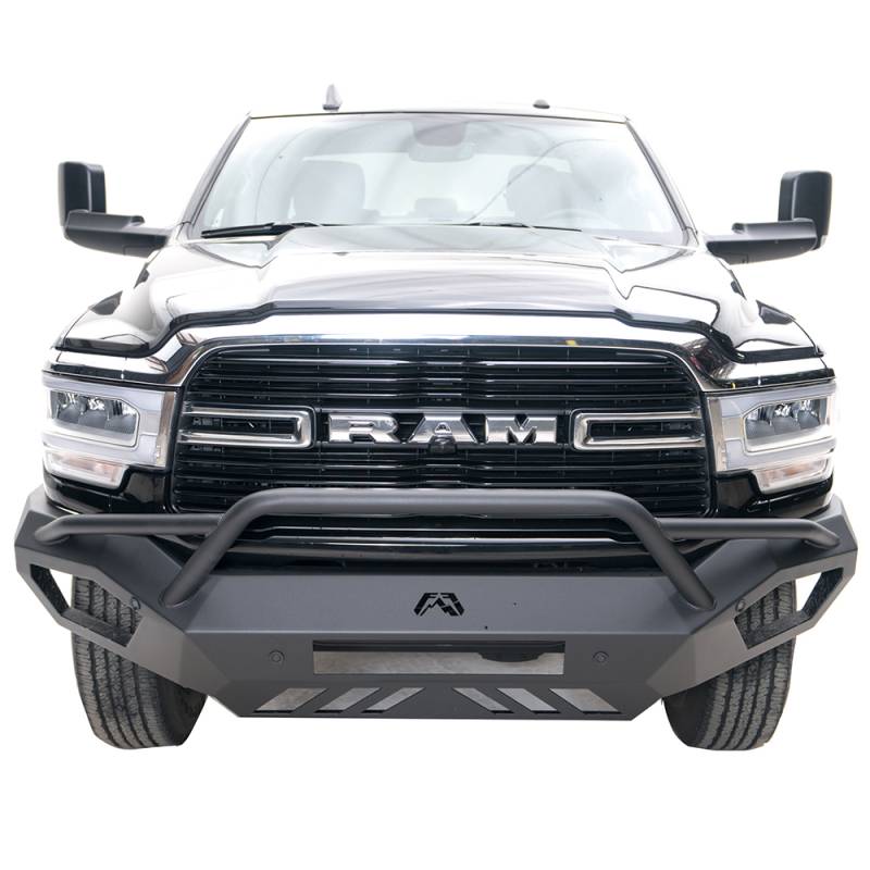 Fab Fours - Fab Fours DR19-V4452-1 Vengeance Front Bumper with Pre-Runner Guard and Sensor Holes for Dodge Ram 2500/3500 2019-2021