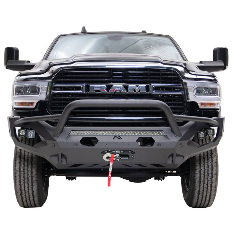 Fab Fours - Fab Fours DR19-X4452-1 Matrix Front Bumper with Pre-Runner Guard and Sensor Holes for Dodge Ram 2500/3500 2019-2021