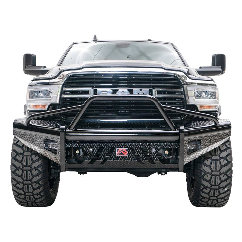 Fab Fours - Fab Fours DR19-S4462-1 Black Steel Front Bumper with Pre-Runner Guard for Dodge Ram 2500/3500 2019