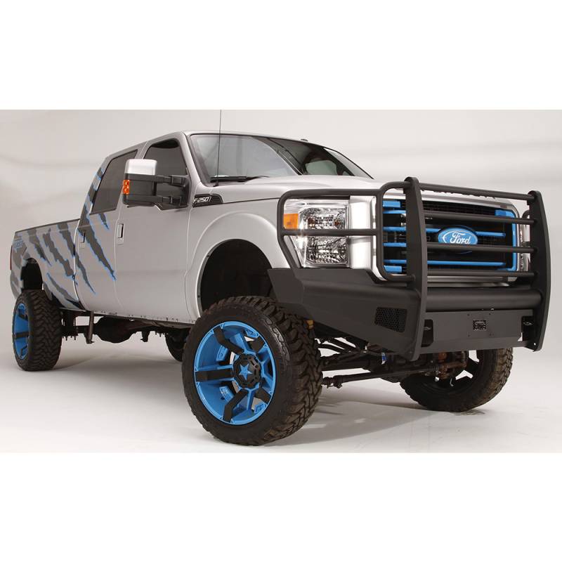 Fab Fours - Fab Fours FS11-Q2560-1 Black Steel Elite Smooth Front Bumper with Full Guard for Ford F250/F350/F450/F550 2011-2016