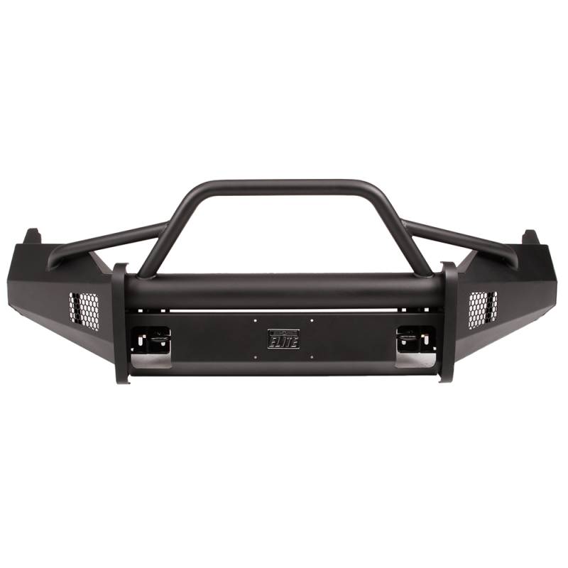 Fab Fours - Fab Fours DR13-R2962-1 Black Steel Elite Smooth Front Bumper with Pre-Runner Guard for Dodge Ram 1500 2013-2018