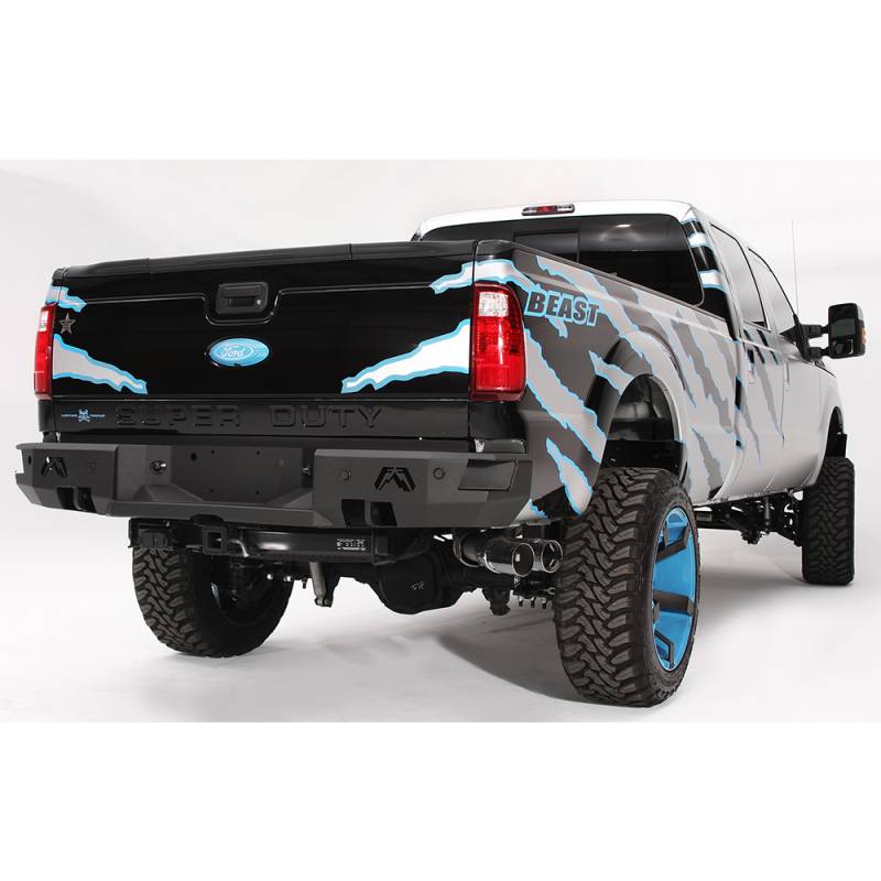 Fab Fours - Fab Fours FS08-W1351-1 Premium Rear Bumper with Sensor Holes for Ford Super Duty 1999-2016