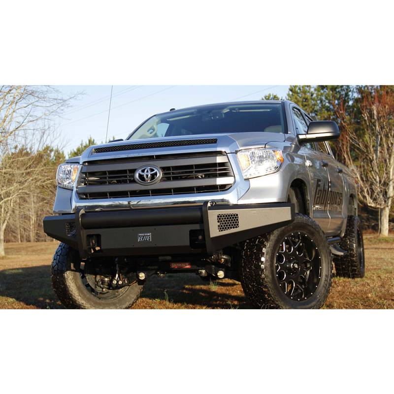 Fab Fours - Fab Fours TT14-R2861-1 Black Steel Elite Smooth Front Bumper for Toyota Tundra 2014-2019