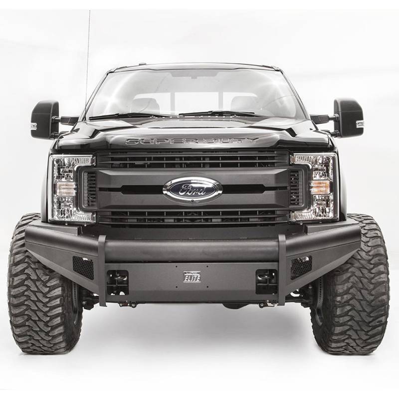 Fab Fours - Fab Fours FS17-Q4161-1 Black Steel Elite Smooth Front Bumper for Ford F250/F350/F450/F550 2017-2021