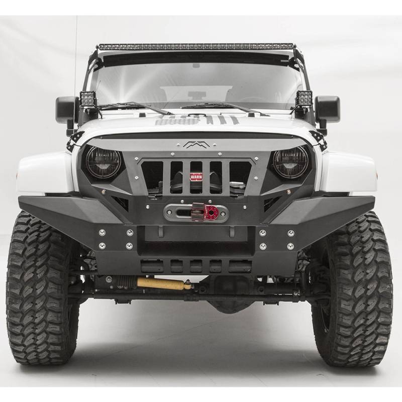 Fab Fours - Fab Fours GR1010-1 Grumper Full Width Front Bumper for Jeep Wrangler JK 2007-2018