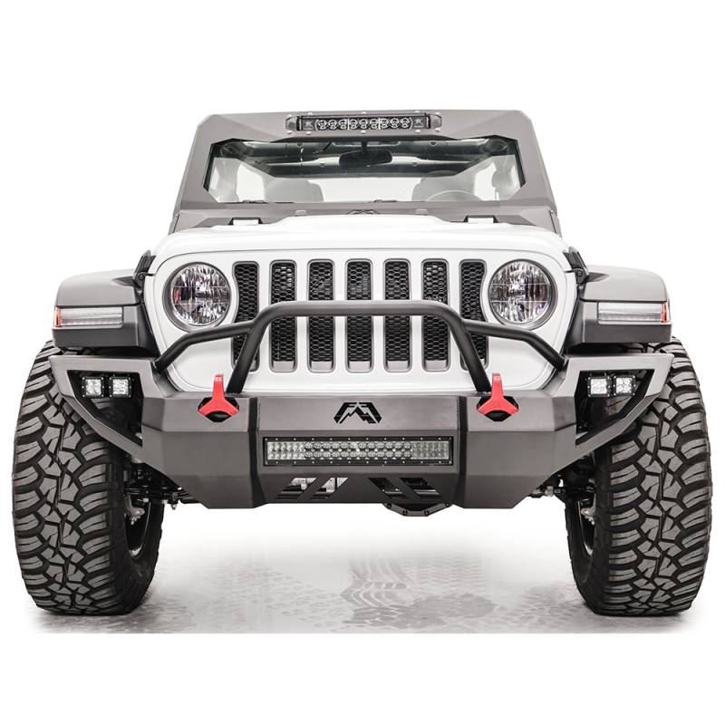 Fab Fours - Fab Fours JL18-D4652-1 Vengeance Front Bumper with Pre-Runner Guard and Sensor Holes for Jeep JL 2018-2020
