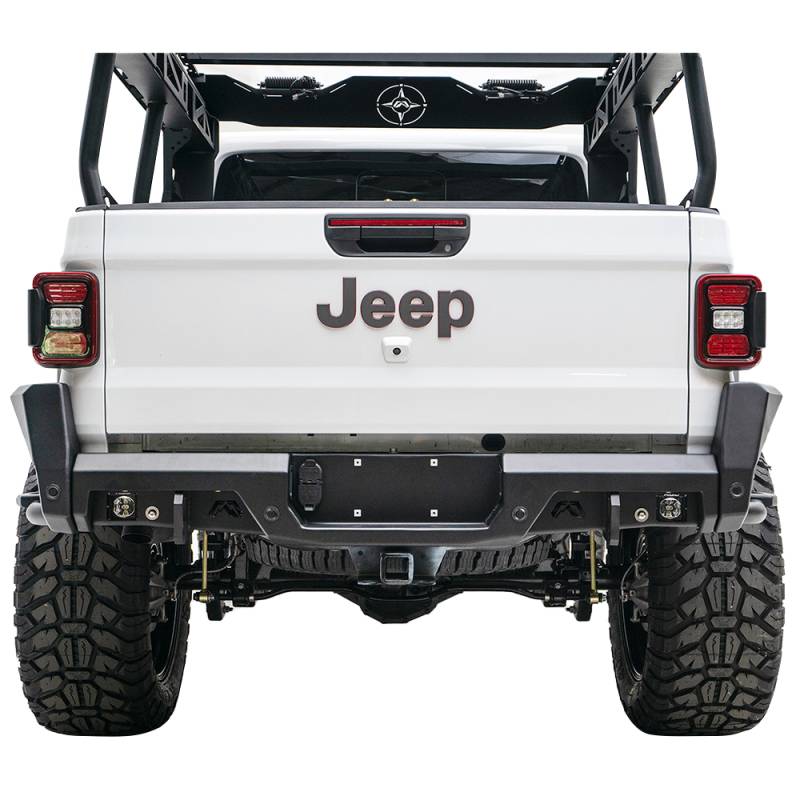 Fab Fours - Fab Fours JT20-Y1950-1 Rear Bumper with Sensor Holes for Jeep Gladiator JT 2020