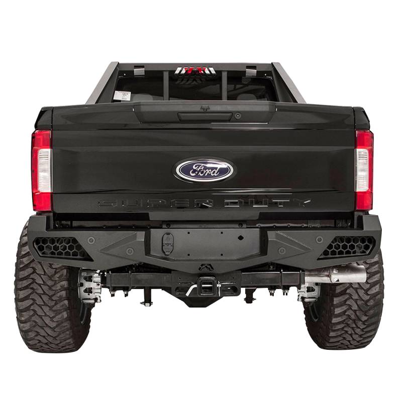 Fab Fours - Fab Fours FS17-E4151-1 Vengeance Rear Bumper with Sensor Holes for Ford F250/F350/F450/F550 2017-2021